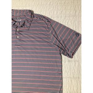 Southern‎ Proper Mens XL Polo Shirt Red White Blue Striped Performance Golf Top